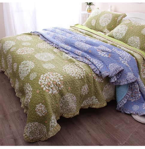 韩式两用短毛绒绗缝被毛毯空调毯冬季双人加厚保暖床盖法兰绒毯子_7折